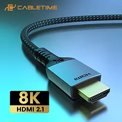 Cable HDMI 2.1 8K Premium CABLETIME 8K/60Hz 4K/144Hz 48Gbps Ultra HD 1m 2m