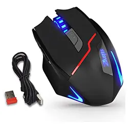 Souris Double Mode Filaire et Sans Fil 2.4ghz Rechargeable ZELOTES F-18 RGB 7 boutons