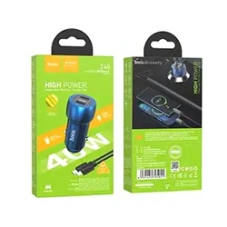 Chargeur AUTO de voiture HOCO Z48 2 Ports Type-c PD 40W + Cable Type-c to Lightning iphone 1m