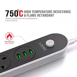 Multiprise Rallonge LDNIO SC3301 3 Prise + 3 USB 5V 3.1A 2500W 1.6m