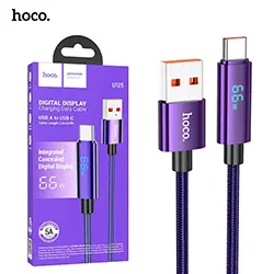 Cable USB-A Vers USB-C Type-c de Données et Charge 5A 66W avec affichage Puissance LED HOCO U125 1.2m