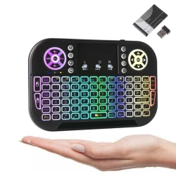 Mini clavier sans-fil 2 en 1 2.4Ghz + Bluetooth rechargeable rétroéclairé Pour Smart Tv Android Box Laptop