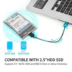 Rack Boîtier de disque dur HDD SSD Transparent 2.5 pouces USB 3.0 5gbps
