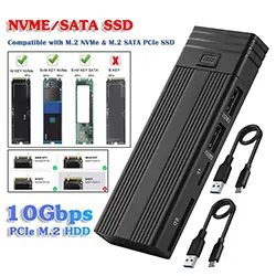 Rack M.2 Pci-e nvme avec HUB 2 * USB 2.0 + Lecteur TF + SD 10Gbps compatible avec 2230, 2242, 2260, 2280 SSD