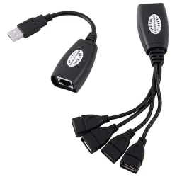 Extension USB 2.0 sur câble RJ45 Cat5/Cat5e/Cat6 HUB 4 x USB 2.0 50m
