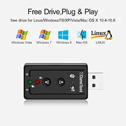 Carte son Adaptateur Audio externe USB vers Jack 3.5mm Virtual 3D 7.1