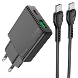Chargeur Ultra Fin HOCO N38 Double Port USB QC3.0 + Type-c PD 20W + Cable Type-c vers Type-c 1m