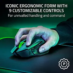 Souris sans fil 2.4ghz et Bluetooth gaming Razer Basilisk V3 X Hyperspeed 9 boutons Noir et Vert