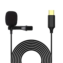 Microphone Cravate chemise Levalier enregistrement Micro audio filaire USB type-c 1.5m UN-203