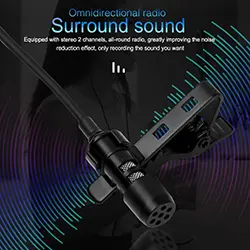 Microphone Cravate chemise Levalier enregistrement Micro audio filaire USB type-c 1.5m UN-203
