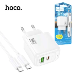 HOCO CS55A Chargeur 30W USB‑C + USB‑A PD PPS QC3.0 avec Câble Type-c vers type-c 1m