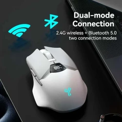 Souris Sans-Fil Double Mode Bluetooth & 2.4G avec Écran Batterie LED Rechargeable 600mAh