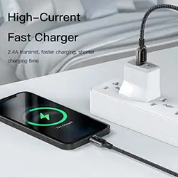 Cable USB-A Vers Lightning iphone de Données et Charge 2.4A avec affichage Puissance LED 1.2m YESIDO CA84