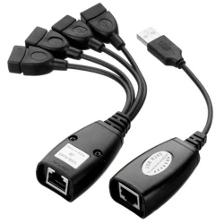 Extension USB 2.0 sur câble RJ45 Cat5/Cat5e/Cat6 HUB 4 x USB 2.0 50m