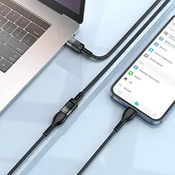 Rallonge Type-c mâle to Type-c Femelle HOCO U107 3A 1.2m pour charge et transfert de données