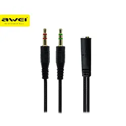 Séparateur Audio 2 en 1 Awei AUX-002 3.5mm Jack Casque Microphone Pour Ordinateur De Bureau Portable Téléphone Portable