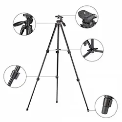 Trépied Portable yunteng VCT-520 avec Kit de tête d'amortissement tridimensionnel pour Caméra MAX:125cm