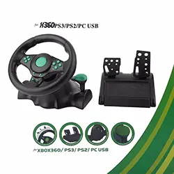 Volant de course USB 4 en 1 180° avec pédales pour PC XBOX 360 PS3 PS2 Vibration