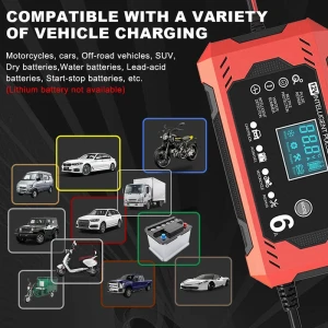 Chargeur Rapide Batterie Plomb 12V 6A avec Fonction Réparation Automatique