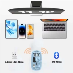 Souris sans-fil Transparente 2.4Ghz + Bluetooth Rechargeable