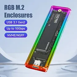 Rack Boitier disque dur SSD M.2 Double protocole NVME NGFF RGB USB 3.1 type-c 10gbps