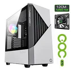 Boitier Gaming PC ATX GAMEMAX Contac Turbo ARGB COC en acier et Verre Trempé Antipoussière - Blanc/Noir