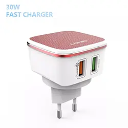 Chargeur LDNIO A2405Q Charge rapide double ports USB QC3.0 AUTO-ID 30W + Câble 1m