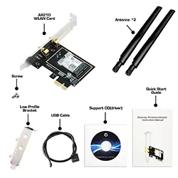 Carte réseau PCI-E PCI EXPRESS sans fil Intel AX210NGW WI-FI WIFI 6E Bluetooth 5.3 Tri-bande 2.4G 5GHz 6GHz