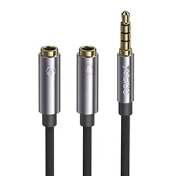Adaptateur Audio Séparateur AUX 3.5mm Male Vers Double AUX 3.5mm Femelle Microphone et Casque YESIDO YAU28