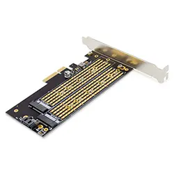 Carte d'extension PCI express PCI-E 3.0 X4 vers double Slots M.2 NVME + NGFF M key & B 2230-2280