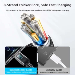 Cable Joyroom S-CC100A4 USB-C Type-c vers Type-c PD 100W LED Digital Display 1.2m