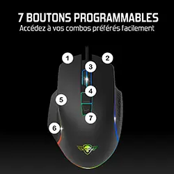 Souris Gaming Spirit of gamer RGB PRO-M1 S-PM1 8000dpi 7 Boutons Programmables USB - Noir
