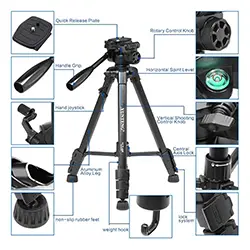 Trépied professionnel Portable yunteng VCT-668 avec tête de trépied tridimensionnelle pour Caméra MAX:146cm