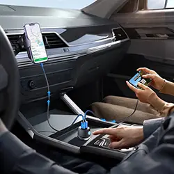 Chargeur AUTO 60W USB-C PD USB-A Joyroom JR-CCN01 60W LED Multi-Couleur