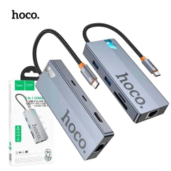 Station d'accueil HUB 8 en 1 HOCO HB52 TYPE-C vers to HDMI 4K 60Hz + Rj45 + 2 * USB 3.0 + USB-C + PD 100W + Carte Micro SD / SD