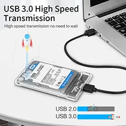 Rack Boîtier de disque dur HDD SSD Transparent 2.5 pouces USB 3.0 5gbps