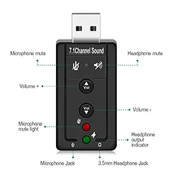 Carte son Adaptateur Audio externe USB vers Jack 3.5mm Virtual 3D 7.1