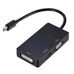 Adaptateur Convertisseur 3 en 1 Mini Displayport DP mâle ( Thunderbolt ) vers HDMI + DVI + VGA 1080p - Noir