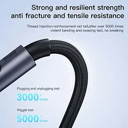 Câble de données et Charge tressé Type-c Vers Type-c 100W avec affichage Puissance LED YESIDO CA158 1.2m