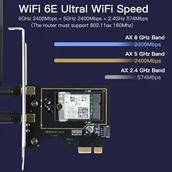 Carte réseau PCI-E PCI EXPRESS sans fil Intel AX210NGW WI-FI WIFI 6E Bluetooth 5.3 Tri-bande 2.4G 5GHz 6GHz