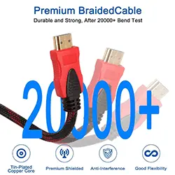Câble HDMI vers 3 x RCA 1080P vidéo audio AV 1.5m en nylon tressé