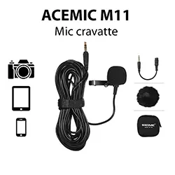 Microphone Cravate Lavalier AUX Audio 3.5mm ACEMIC M11 Omnidirectionnel