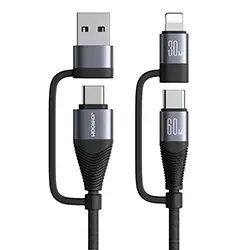 Câble Adaptateur 4 en 1 USB-A/Type-C vers Lightning/Type-C Joyroom SA37-2T2 charge et données 60W