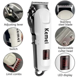 Kemei KM-809A Tondeuse à cheveux Rechargeable sans fil 240min