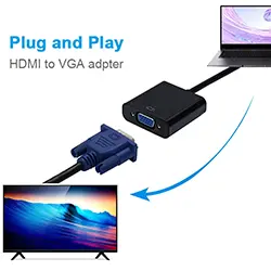 Adaptateur Convertisseur HDMI vers to VGA 1080p avec Cable Audio et Alimentation