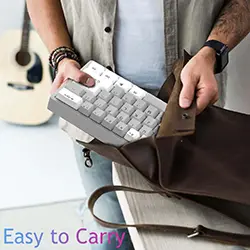 Clavier Gaming Mécanique Blue SWITCH sans-fil Bluetooth + 2.4ghz rechargeable rétroéclairée RGB MAGMA FIORA F61G - Blanc/Gris