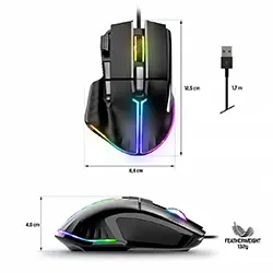 Souris Gaming filaire USB Spirit of gamer Pro-M5 S-PM5RGB RGB 12800 DPI 8 Boutons Programmables
