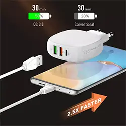 Chargeur LDNIO A3510Q Charge rapide Type-C PD et QC3.0 triple ports USB 28.5W + Câble 1m