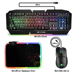 Pack Gaming 3 en 1 Spirit of gamer ULTIMATE 500 CLS-MK500 RGB Clavier souris Tapis de souris