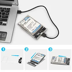 Rack Boîtier de disque dur HDD SSD Transparent 2.5 pouces USB 3.0 5gbps